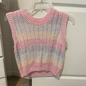 Pink blue and yellow sweater vest